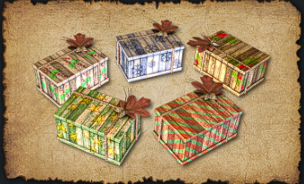 2024 Vintage Giftbox Pack (Small chest (x5)) A collection of vintage giftboxes with nice decorations, perfect for packing gifts in the Holiday season.