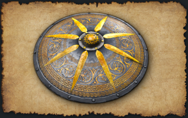 August 2023 Sol shield (Medium metal shield) A radiant and robust round metal shield , inspired by everyone's favorite fiery sky Sphere.