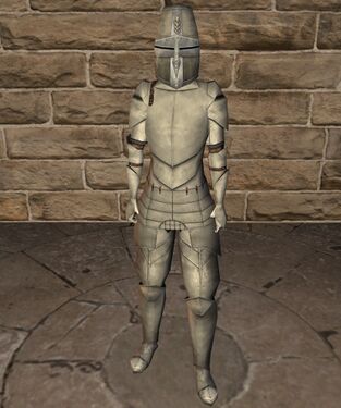 Zinc plate armour with great helm
