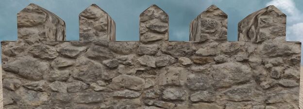 Rounded stone parapet