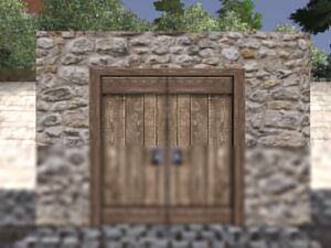 Rounded stone double door
