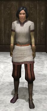 Brown striped breeches shown with cloth shirt