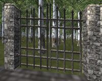 A High iron fence gate