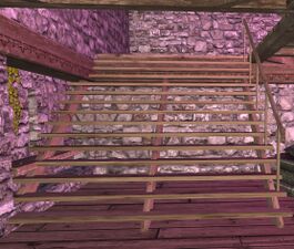 Wide staircase with right banisters