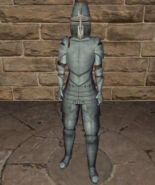 Silver plate armour with great helm