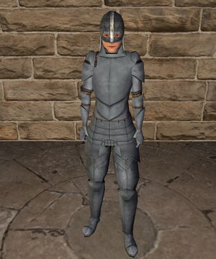 Steel plate armour with open helm