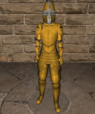 Gold plate armour with great helm