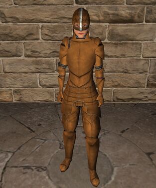 Copper plate armour with open helm