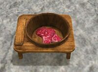 Pet bowl containing meat