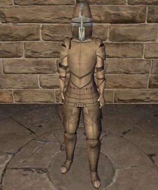 Brass plate armour with great helm
