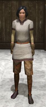 Patchwork pants shown with cloth shirt