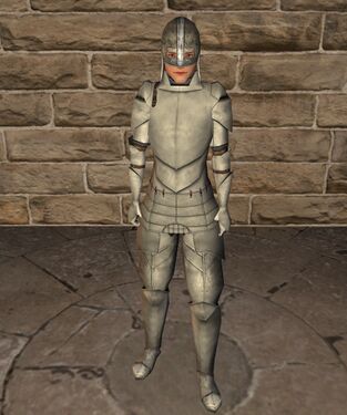 Zinc plate armour with open helm