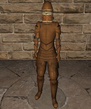 Bronze plate armour with basinet helm