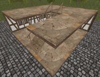 A Sandstone slab left staircase