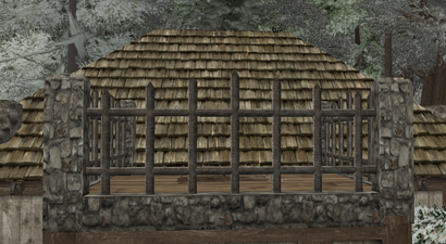 Stone and iron parapet