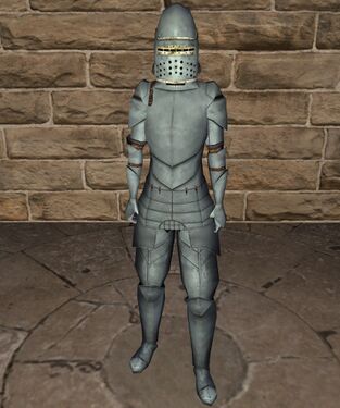 Silver plate armour with basinet helm