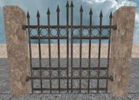 A Rendered high iron fence gate