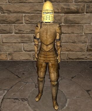 Glimmersteel plate armour with basinet helm