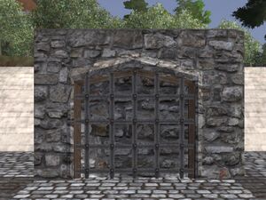 Plain stone barred wall