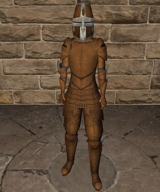 Bronze plate armour with great helm