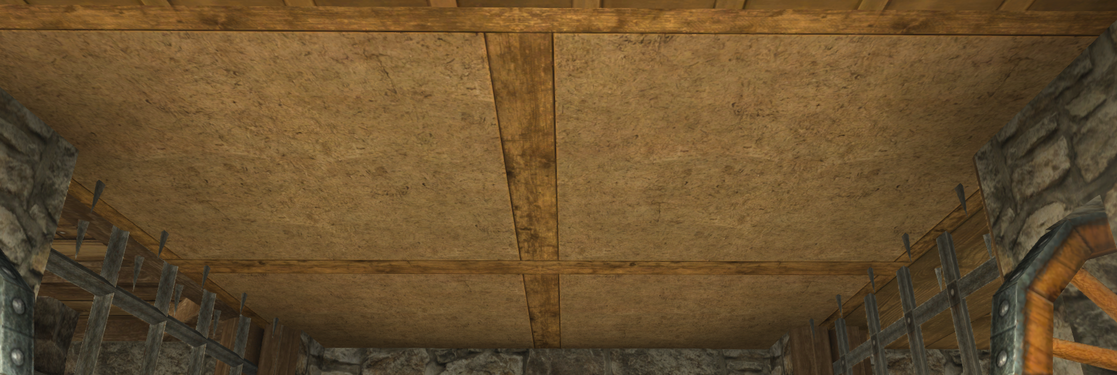 Rendered wood ceiling