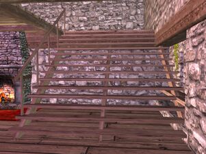 Wide staircase with left banisters